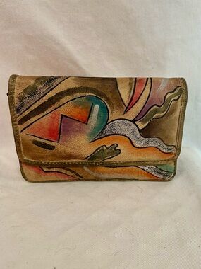 Vintage Sam Sam Hand Painted Leather Crossbody Bag
